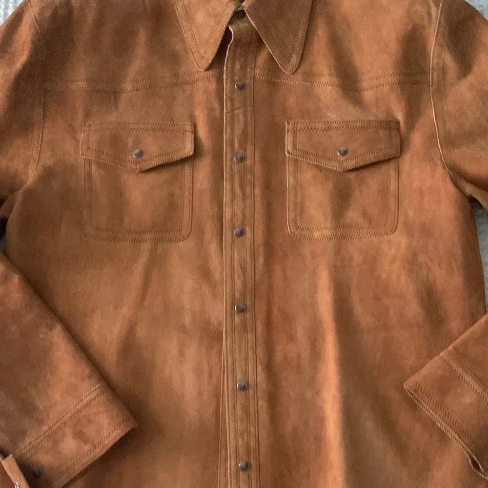 Earl Jeans Tan Suede Shirt Jacket - Picture 3 of 13